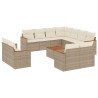12 pcs conjunto de sofás p/ jardim com almofadões vime PE bege 2