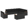 Set de sofás de jardín 12 piezas cojines ratán sintético negro 2