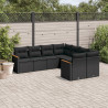 Set de sofás de jardín 8 piezas y cojines ratán sintético negro 1