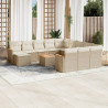 13 pcs conjunto de sofás p/ jardim com almofadões vime PE bege 1