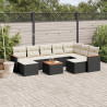 Set de sofás de jardín 10 pzas cojines ratán sintético negro 1