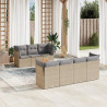 Juego de sofás jardín con cojines beige mezcla 6 pzas ratán PE 1
