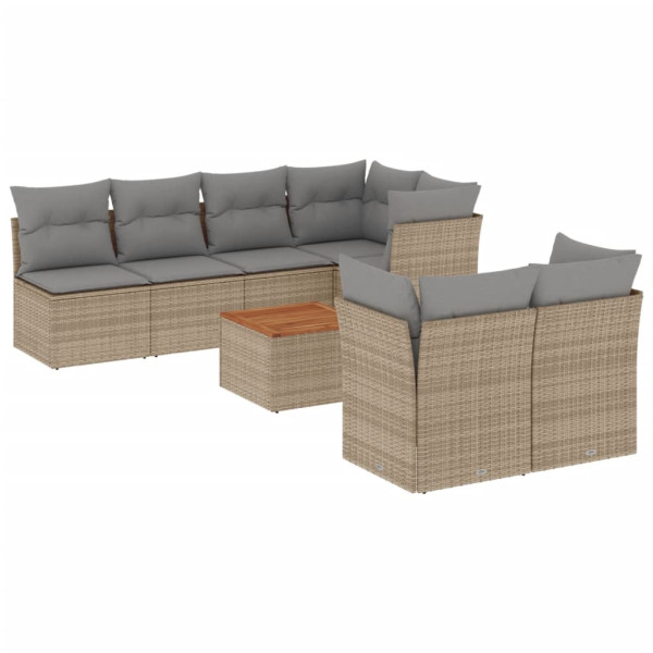 Juego de sofás jardín con cojines beige mezcla 6 pzas ratán PE M 2