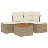 5 pcs conjunto de sofás p/ jardim com almofadões vime PE bege 2