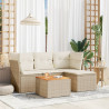 5 pcs conjunto de sofás p/ jardim com almofadões vime PE bege 1