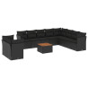 11 pcs conjunto sofás de jardim c/ almofadões vime PE preto 2