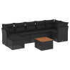 Set de sofás de jardín 8 piezas y cojines ratán sintético negro 2