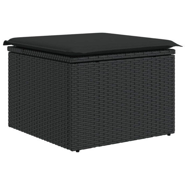 8 pcs conjunto sofás de jardim com almofadões vime PE preto M 4