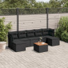 Set de sofás de jardín 8 piezas y cojines ratán sintético negro 1