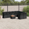Set de sofás de jardín 10 pzas cojines ratán sintético negro 1