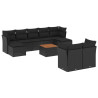 10 pcs conjunto sofás de jardim c/ almofadões vime PE preto 2