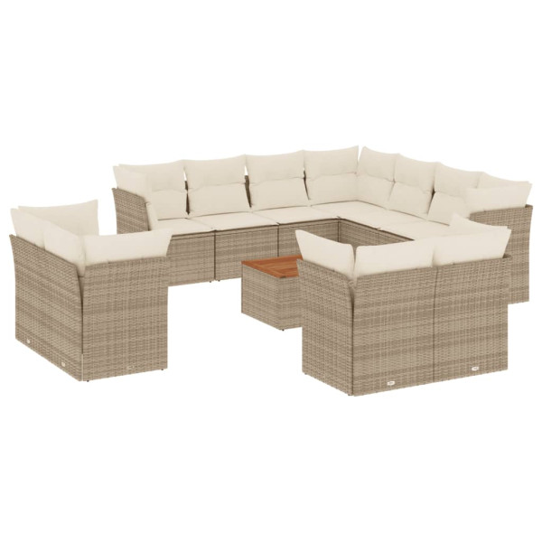 Set de sofás de jardín 12 pzas y cojines ratán sintético marrón M 2