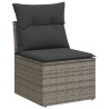 4 pcs conjunto sofás de jardim c/ almofadões vime PE cinzento 3