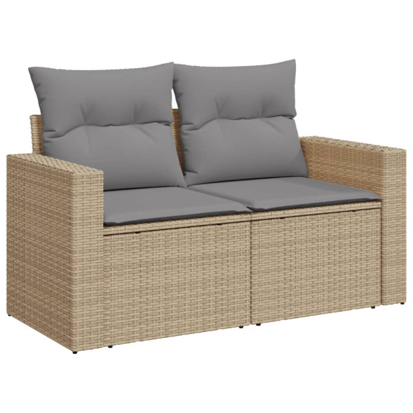 5 pcs conj. sofás jardim c/ almofadões vime PE bege misturado M 4