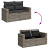 7 pcs conjunto sofás p/ jardim c/ almofadões vime PE cinzento 4