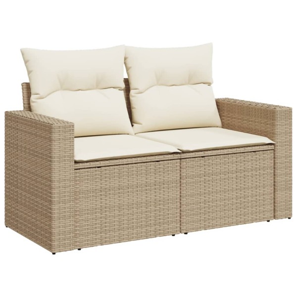 Set sofás de jardín 7 piezas y cojines ratán sintético beige M 4