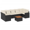 8 pcs conjunto sofás de jardim com almofadões vime PE preto 2