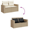 5 pcs conjunto de sofás p/ jardim com almofadões vime PE bege 5