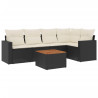 6 pcs conjunto sofás de jardim c/ almofadões vime PE preto 2
