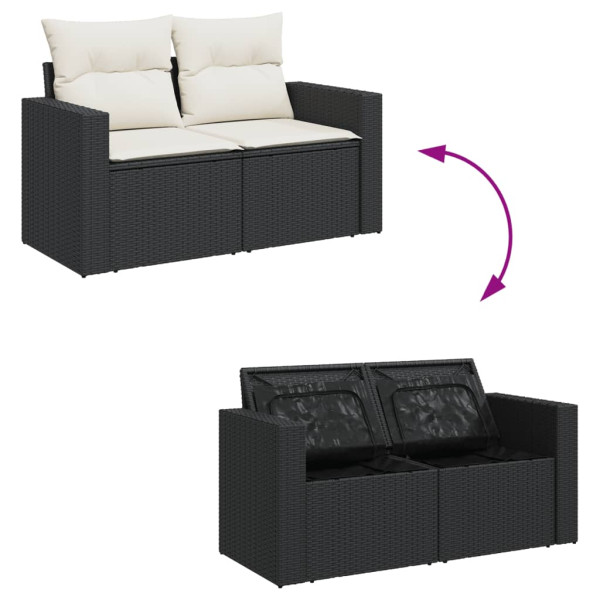 Set de sofás de jardín 6 piezas y cojines ratán sintético negro M 5