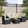 Set de sofás de jardín 6 piezas y cojines ratán sintético negro 1