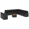 Set de sofás de jardín 12 piezas cojines ratán sintético negro 2