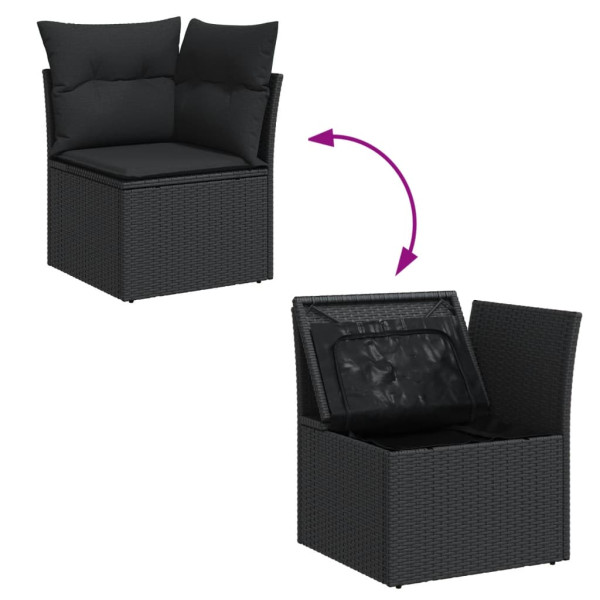 12 pcs conjunto de sofás de jardim c/ almofadões vime PE preto M 3