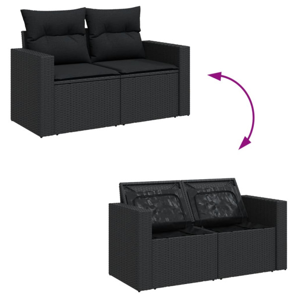 Set de sofás de jardín 12 piezas cojines ratán sintético negro M 4