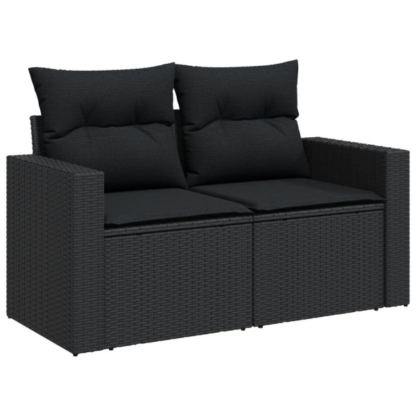 Set de sofás de jardín 8 piezas y cojines ratán sintético negro M 3