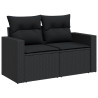 8 pcs conjunto sofás de jardim com almofadões vime PE preto 3