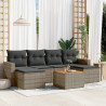 Set de sofás de jardín 7 piezas con cojines ratán PE gris 1