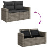 7 pcs conjunto sofás p/ jardim c/ almofadões vime PE cinzento 3