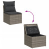 7 pcs conjunto sofás p/ jardim c/ almofadões vime PE cinzento 4
