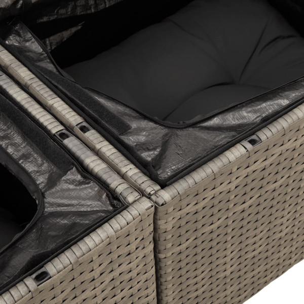 Set de sofás de jardín 7 piezas con cojines ratán PE gris M 5