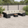 11 pcs conjunto sofás de jardim c/ almofadões vime PE preto 1