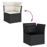 11 pcs conjunto sofás de jardim c/ almofadões vime PE preto 5