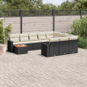 Set de sofás de jardín 11 pzas y cojines ratán sintético negro 1