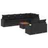 9 pcs conjunto de sofás p/ jardim c/ almofadões vime PE preto 2