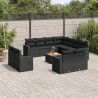 Set de sofás de jardín 12 piezas cojines ratán sintético negro 1