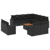 12 pcs conjunto de sofás de jardim c/ almofadões vime PE preto 2