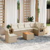 Set sofás de jardín 7 piezas y cojines ratán sintético beige 1