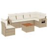 7 pcs conjunto de sofás p/ jardim com almofadões vime PE bege 2