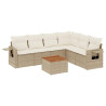 7 pcs conjunto de sofás p/ jardim com almofadões vime PE bege 2