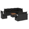 9 pcs conjunto de sofás p/ jardim c/ almofadões vime PE preto 2