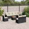 Set de sofás de jardín 8 piezas y cojines ratán sintético negro 1