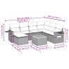 8 pcs conjunto sofás de jardim com almofadões vime PE preto 3