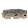 8 pcs conjunto de sofás p/ jardim com almofadões vime PE bege 2