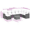 9 pcs conj. sofás jardim c/ almofadões vime PE bege misturado 3