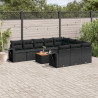 11 pcs conjunto sofás de jardim c/ almofadões vime PE preto 1