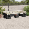 11 pcs conjunto sofás de jardim c/ almofadões vime PE preto 1